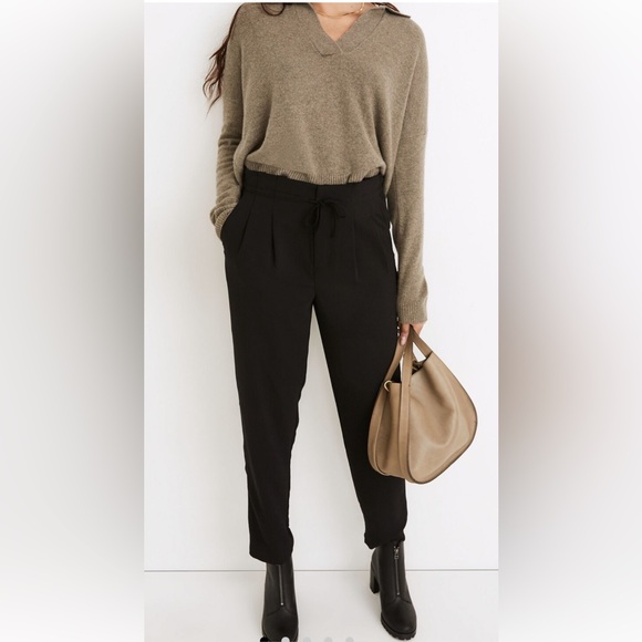 Madewell Drapey Drawstring Paperbag Pants. Women’s Sz-6. True Black EUC - Picture 1 of 12